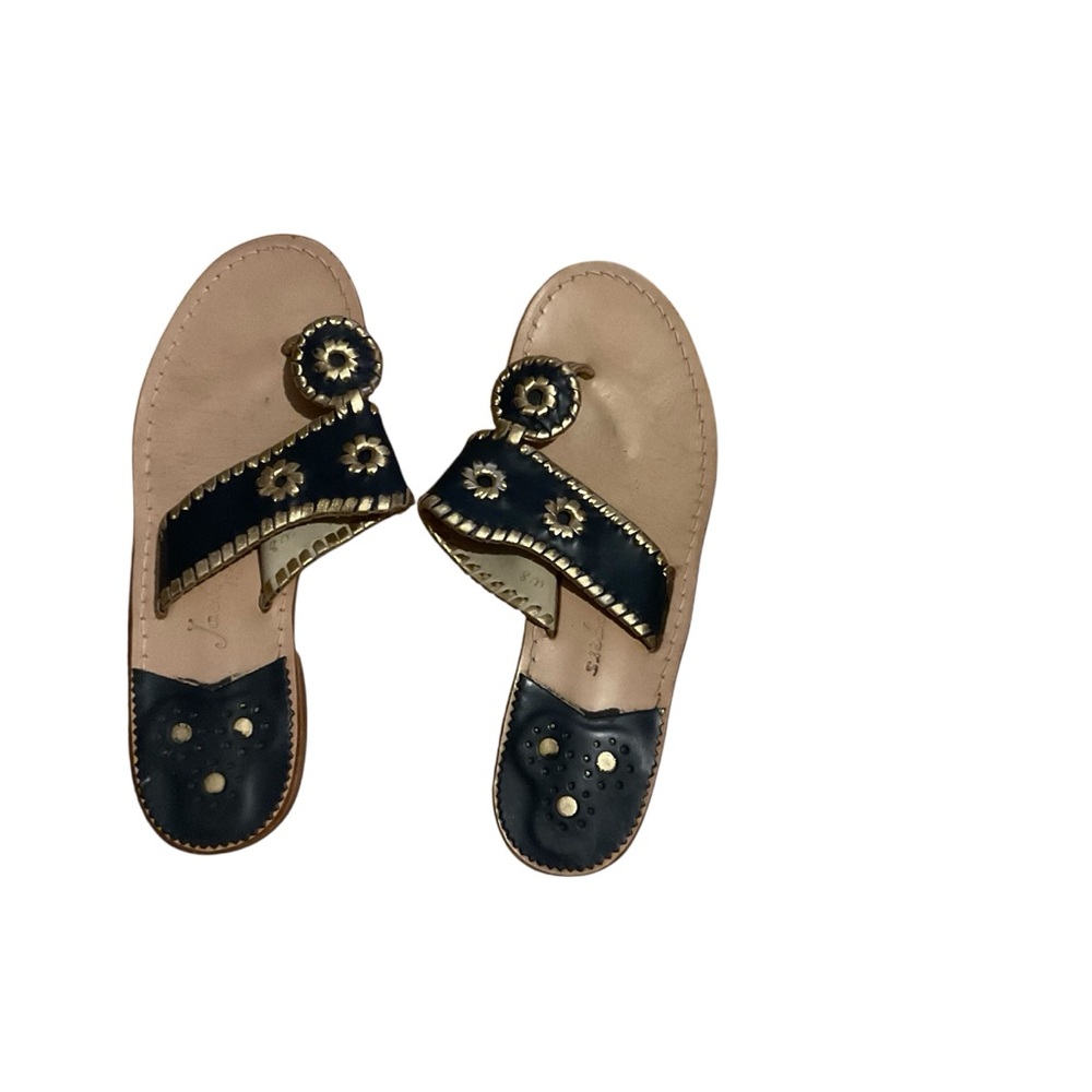 Jack Rogers Jack flat whip stitch rondelle gold and‎ blue sandals size 8 boho